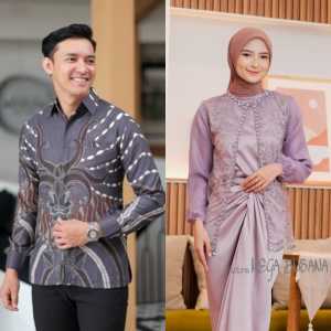 Couple Kebaya RENA One set Organza Silk Baju Pasangan Batik Kondangan Elegan Modern dan Terbaru Polos