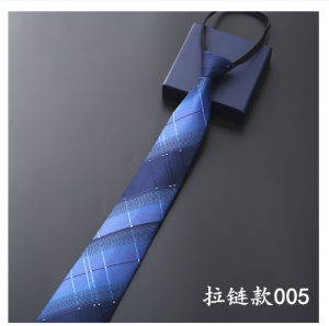 Mens business suit zipper tie bridegrooms wedding blue stripe Korean version black slackers tie