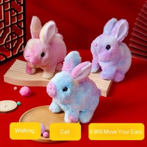 ⚡Ships within 24 hours⚡Easter Lifelike Rabbit Plush Toy with Vibrating Ears Soft Handmade Electric Rabbit Plush Smart Pet Rabbit Lifelike Interactive Bunny Toy with Sounds and Movements