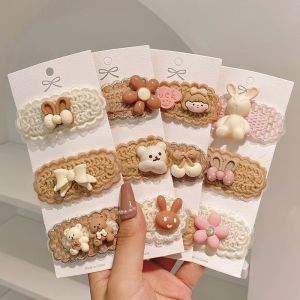 Set 3 kẹp tóc len D84 dệt kim màu sắc pastel ngọt ngào TTNTD84