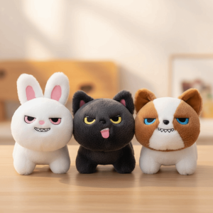 WARM STOP Grey Cat Black Cat Plush Toy Children Gits Keyring Pendant Stuffed Toys Cute Doll Cartoon Design Stuffed Animals Birthday Gifts