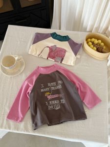 Girls high-quality comfortable warm fleece cute raglan cartoon base shirt warm long sleeve T Baby thickened sweatshirt