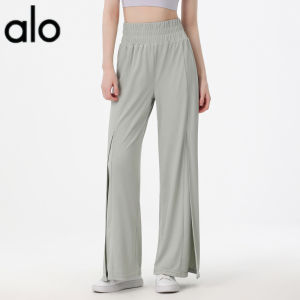 ALO- Womens Loose Fit Straight Leg Running Casual Pants Summer Thin Wide Leg Yoga Slimming Fitness Pants  Al0-yoga