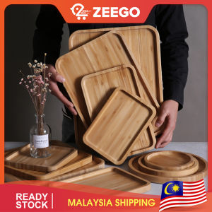 10 Styles Tableware Tray Bamboo Tray Simple Style Home Decoration Round Square Rectangle Wood Bowl Base Dulang