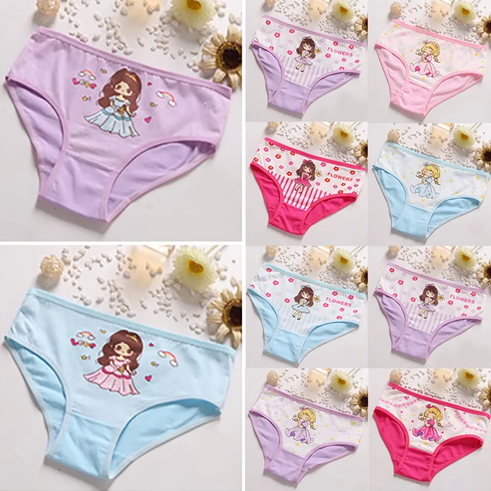 Kingstar123 Kid Girl Underwear Briefs Cute Panties Soft Breathable Cotton  Cartoon 2-12 Years 4 piece