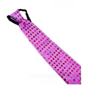 MIRELAE Dot Print LED Luminous Tie Colorful Battery Powered Men Women Necktie Creativity Lightweight Sequins Glowing Tie Party Accessories