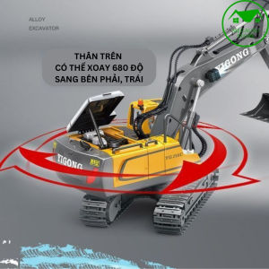 Xe Máy Xúc Điều Khiển Từ Xa 11 kênh  Xe Cuốc Điều Khiển (Gầu SẮTPin sạc Đèn Led Bánh xích cao su) T32