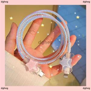 [COD] dgheg Kawaii Cute 3D Star Love Heart Wave Border Y2K USB Protector Cover For IPhone 18 20W Data Line Head Cord Fast Charging Case