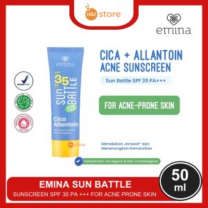 Emina Sun Battle SPF 35 PA+++ 50ml BPOM - Sunscreen Emina Bright Glow & Acne Clear