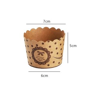 50Pcs 3oz Muffin Cups Kraft Design Wrapper Liner Cup Cupcake Oil-Proof Cups For Wedding Party