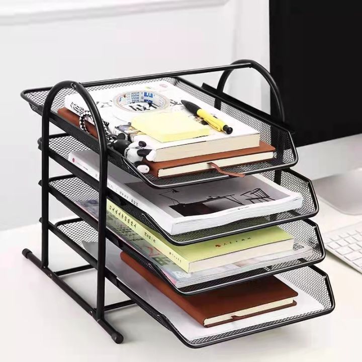 JL 4 Tier Metal Mesh Document Rack File Letter Book Tray Shelf for ...