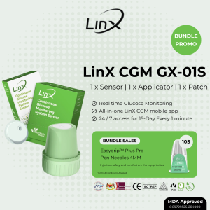 LinX CGM System Sensor GX-01S bundle Pen Needle 4MM | Continuous Glucose Monitor | Wearable Glucose Tracking Device 15-Day MDA MCMC CE