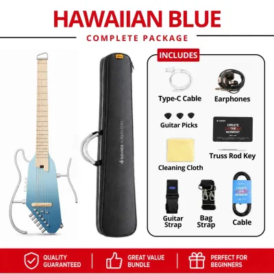 Donner HUSH-I Pro Acoustic Electric Travel Guitar with Pickup Silent Guitar Set Original Package