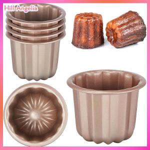 [Hill Angelia] 6pcs Canele Mold Cake Pan Non Stick Small Canele Molds Muffin Bakeware Cupcake Pan Carbon Steel Pastry Mould Mini Cupcake Holder