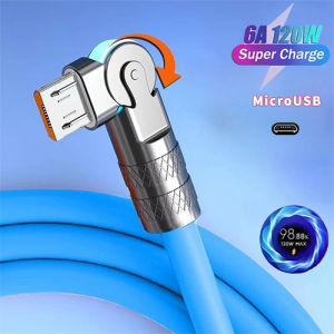 Beli 3 Gratis 1 120W 6A Pengisian Super Cepat Kabel Data Silikon Pengisian Tipe C/Microusb/IOS Cepat TOP