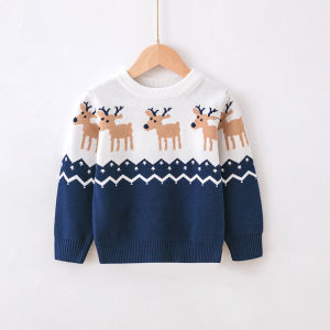 Childrens Clothing European and American Style Christmas Sweater for Boys and Girls Baby Autumn Winter Base Pullover Knitwear