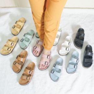 Sara Sara JINNY Sandal Wanita Simple Elegan Kekinian Sendal Flat Cewek Selop Birken Gesper Terbaru