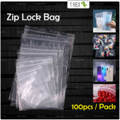 100pcs Plastic Zipper Bag/Zip Lock Bag/Zip Bag/Transparent Packaging Plastic Bag with Sealable Zipper Zip Lock (14 Sizes Available)