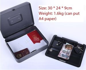 Cash Box Handheld Compartment Tray Cash Lockable Security Cashier Drawer Storage Safety Deposit Box Steel Money Box