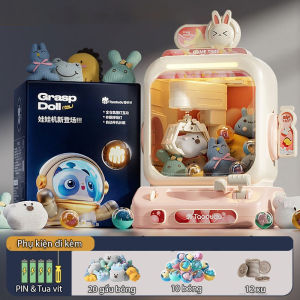 Máy Gắp Thú Mini Phi Hành Gia Điều Khiển Từ Xa Hai Màu Trắng Hồng Có Nhạc Đèn Đi Kèm Nhiều Gấu Bông / Xu Dễ Thương