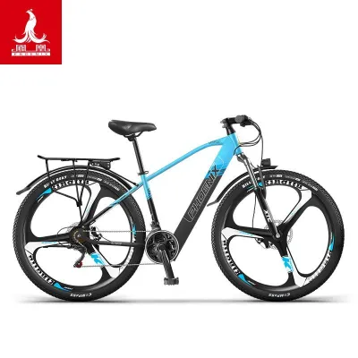 Mountain Bike Phoenix 26 Inches Lithium Electric Bicycle 21-Speed 48v 400w Mens and Womens Double Disc kit New National Standard Electric Mountain Bike EZBike