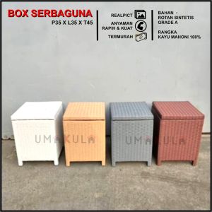 Box Keranjang Tempat Penyimpanan Pakaian Baju Kotor Serbaguna Multifungsi Rotan Sintetis Minimalis