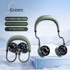Quạt Đeo Cổ Mini F916 Màn Hình LED 100 Cấp Gió | Quạt Đeo Cổ Không Cánh Pin Sạc Type C