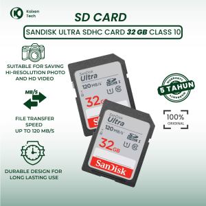 SanDisk SDHC Ultra 32GB Class 10 120MB/s – Kartu Memori dengan Perlindungan Lengkap