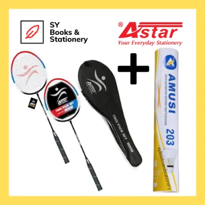 ASTAR Badminton Racket Twins Pack Set 8008 Sport Series / 2 Pieces Racket with String / 羽毛球拍/2个 / Shuttlecock
