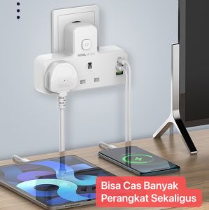SC2311 Power Socket Dilengkapi Lampu Malam Dengan 1 Type C dan 3 USB Port Adaptor Colokan Steker 3A 20W