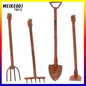 MEIKE001 1:12 Dollhouse Miniature Gardening Tools Metal Shovels Pitchfork Furniture Set