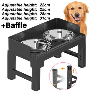 【COD】Elevated Dog Bowl Foldable Food Water Feeding Bowls with Antislip 4 Heights Adjustable Stand 2 Bowls for Large Dogs and Pets