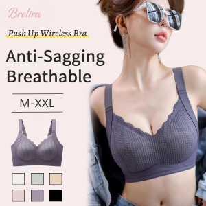 『Brelira』 Anti-Gravity Lace Bra Wireless Strong Support Anti-Sagging Push Up Bra Seamless Ultra Soft Full Cup Breathable Women Underwear
