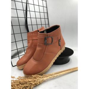 cuero sepatu boots wanita kulit sapi model farida ujung oval reseting samping termurah