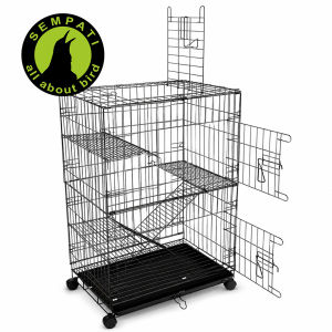 SEMPATI Kandang Kucing Tingkat 3 Besar Jumbo Large 90x60 Pet Cage Besi Premium Tebal Lipat Roda 360 Fullset Tatakan Kandang Anjing Kelinci Sugar Glider Marmut Hamster Khusus Instant 2 Jam Sampai