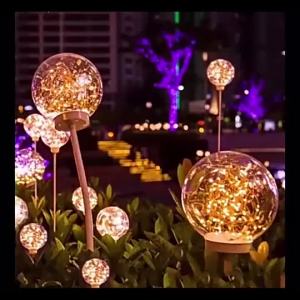 SXH 2pcs Floor Outlet Ball Copper Wire Lamp Outdoor Rainproof Engineering Park Landscape Lamp Stainless Steel Rod Ball Floor Outlet Reed Lamp