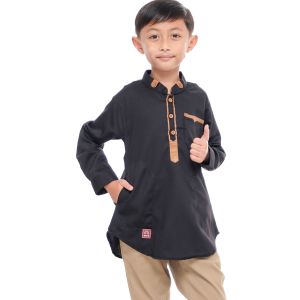 Baju Koko Pakistan Lucu Muslim Anak Laki Laki Lengan Panjang Koko Sulaiman Kids Navy