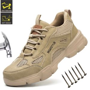 Cowhide Safety Shoes for Men Steel Toe Cap Duty Work Boots Low Cut Breathable Boots