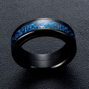 Simple Titanium Steel Men Ring Plated Blue Alloy Women Rings