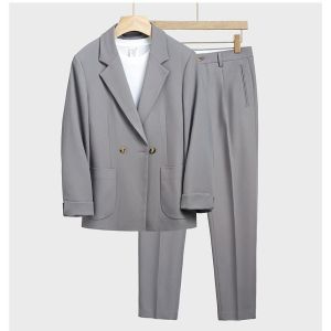 MARK BELT Set of Loose-fitting Jacket and Trousers Korean Style Elegant Spring Summer for Men 2022