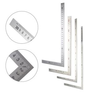SELLYER Educational Office Stainless Steel Double Sided Metal School Supplies L Shape Ruler Straight Ruler 90 Degree Ruler 90 Angle Ruler