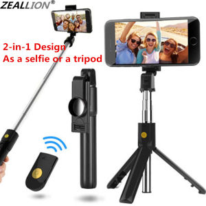 Zeallion Wireless Bluetooth Selfie Stick with Mirror and Mini Remote Control and Expandable Tripod Foldable Monopod Handheld Video Call for iPhone Xiaomi Samsung Oppo Vivo