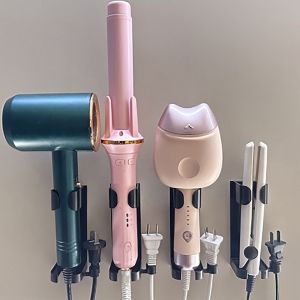 JOYPICKS Plastic Hair Curler Straighteners Holder Black White Hair Curler Holder Practical Wall Mounted Curling Curler Storage Stand Home