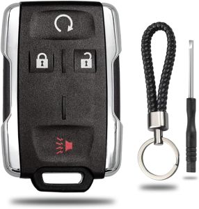 Key Fob Shell Case Replacement for Chevy Silverado Colorado GMC Sierra 1500 2500 3500 HD Canyon 2014 2015 2016 2017 2018 2019 2020 2021 M3N-32337100 4 Button Keyless Entry Remote Car Key Fob Cover