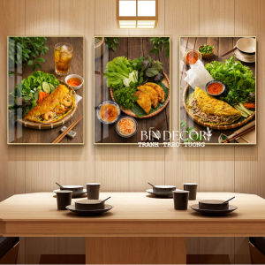 (ẢNH THẬT) Tranh treo tường bánh xèo 5 trang trí decor quán ăn nhà hàng kèm đinh