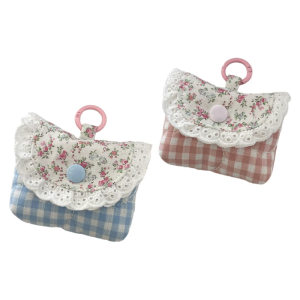 Headphone Storage Bag Floral Print Pouch Lace Purse Earphone Pouch Small Bag Data Cable Storage Bag