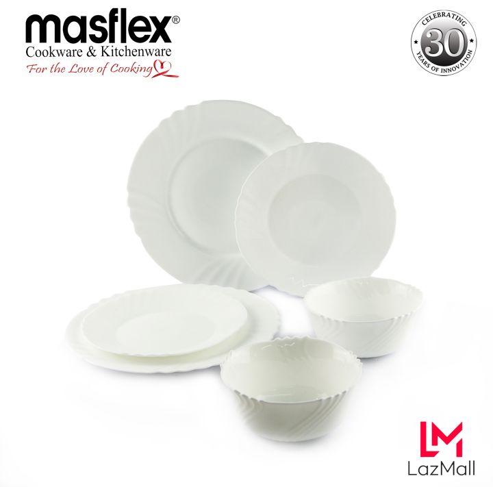 Masflex piece Plain Opal Dinnerware Made of Tempered Glass and