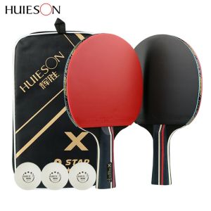 2pcs Table Tennis Bat Racket Double Face Pimples In Long Handle Ping Pong Paddle Racket Set with Bag 3 Balls