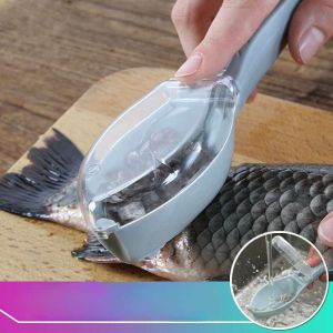 Fish Scale Grater with Cover Manual Fish Scale Removal with Storage Container Kitchen Gadget