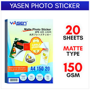 Yasen A4 Photo Sticker Glossy/Matte (150GSM | 135GSM | 90GSM) Inkjet Sticker for Printing 20SHEETS